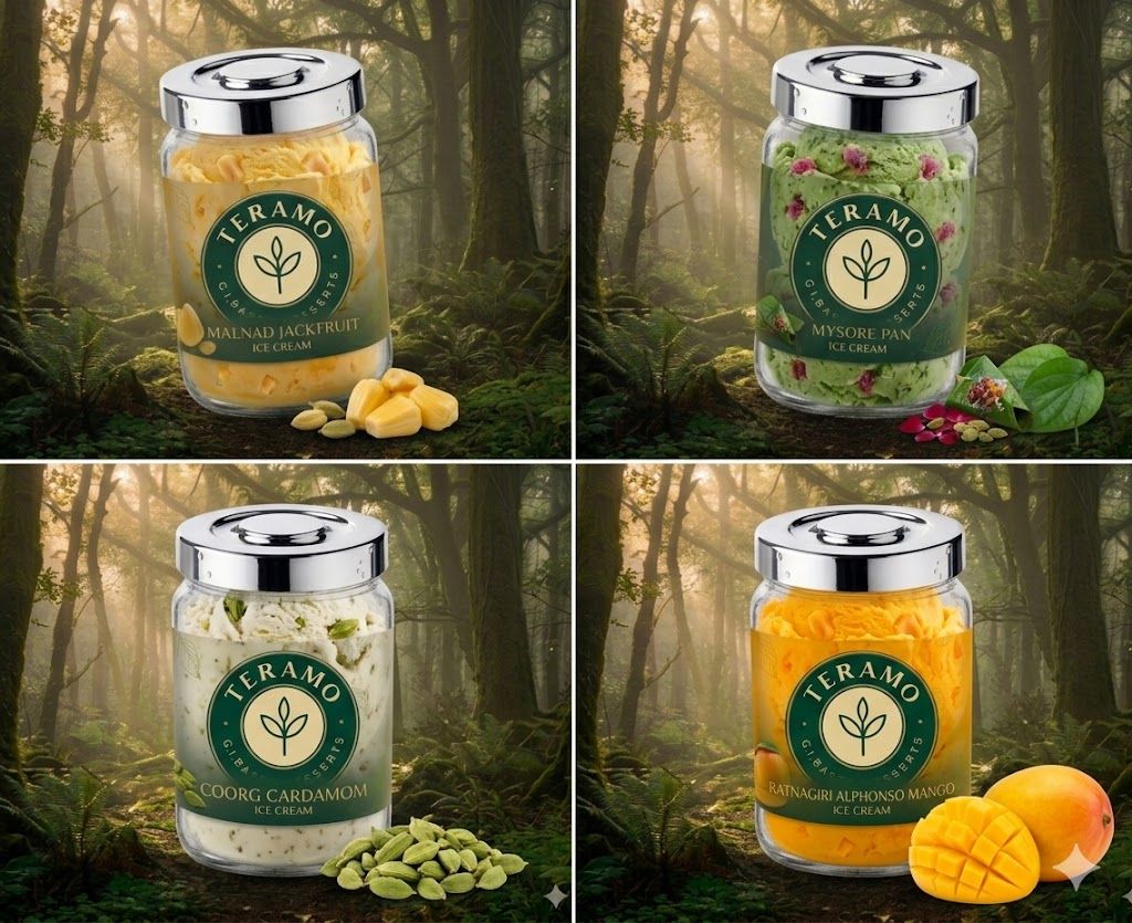 Teramo jar collection — Malnad Jackfruit, Mysore Paan, Coorg Cardamom, Ratnagiri Alphonso Mango